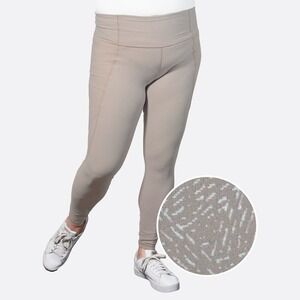 Athleta Salutation Stash Pocket High Rise Leggings Textured Beige M Athleisure